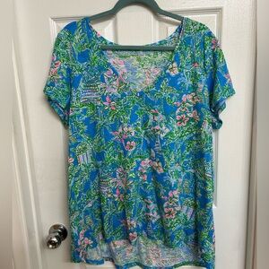 Lily Pulitzer V Neck Tshirt XXL Boca Blue
